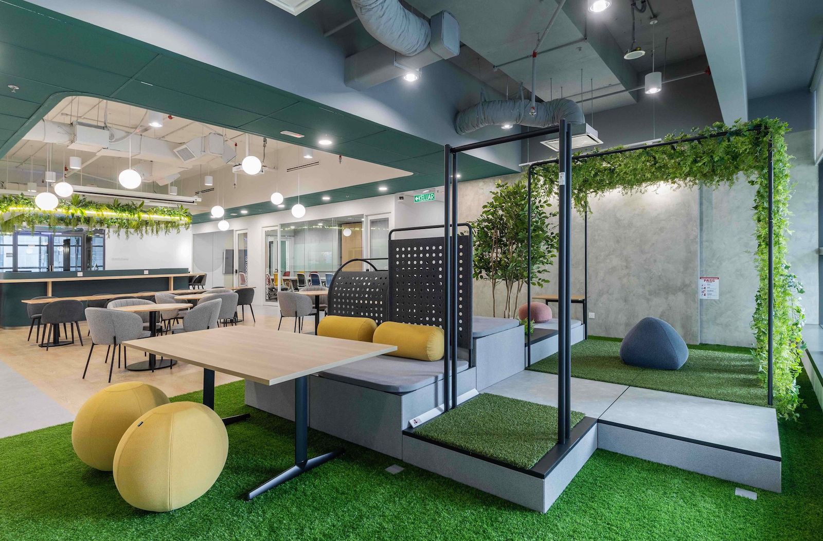 emspaced hybrid workspace faux greenery