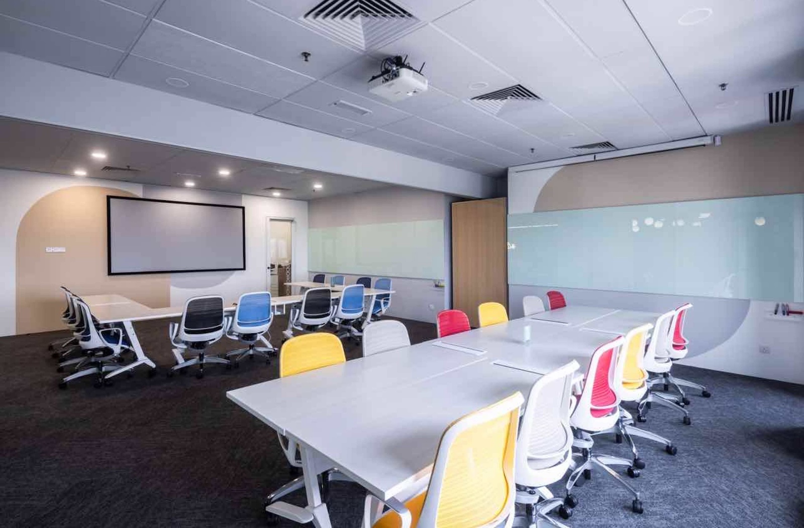 emspaced training room colorful chairs