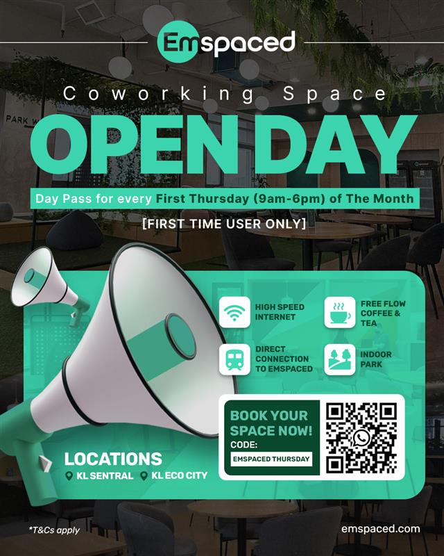 Coworking Space Open Day: Free Day Pass for every First Thursday of the Month at Emspaced
